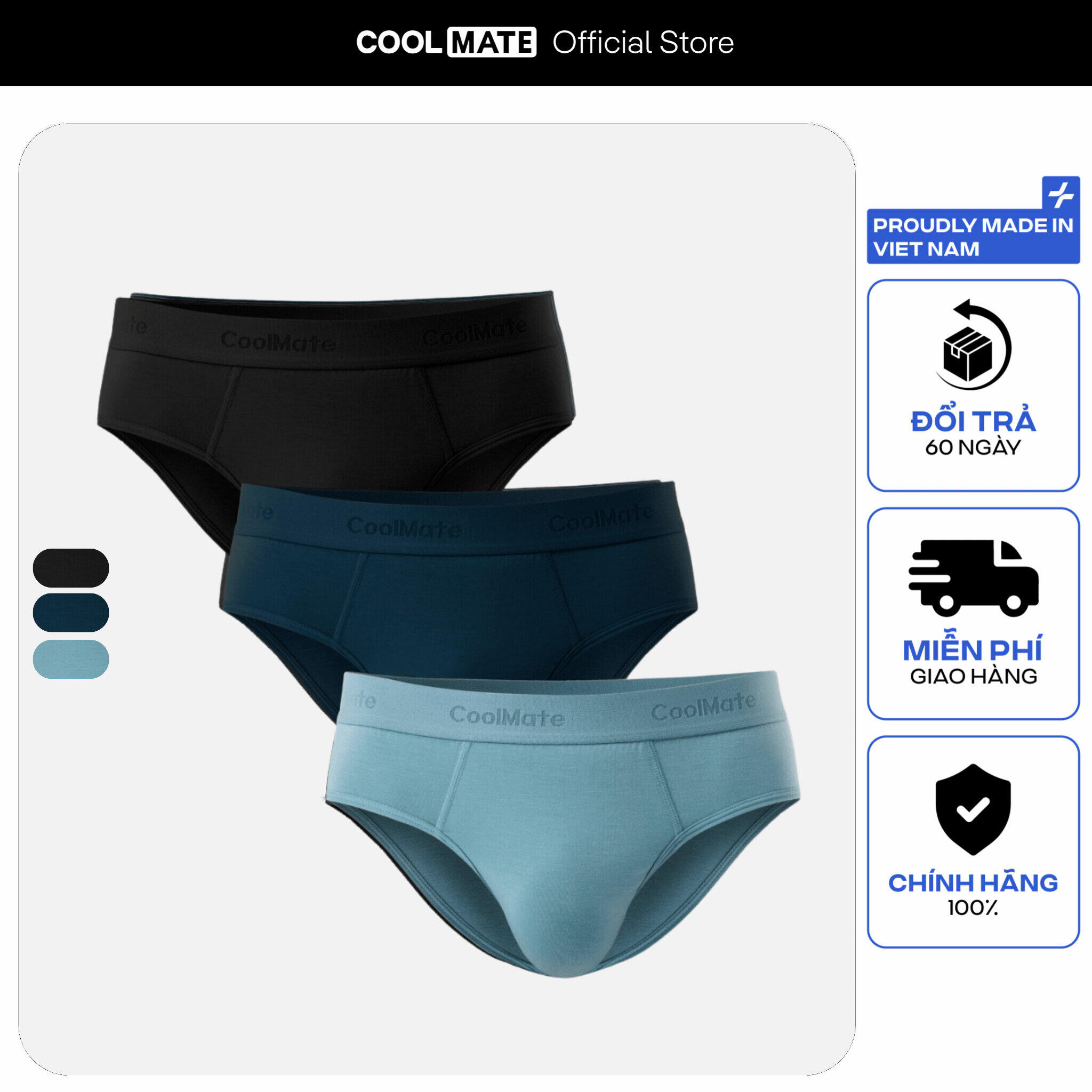 Combo 3 Quần lót nam Brief Lenzing Modal thoải mái, bền bỉ, thoáng mát Coolmate
