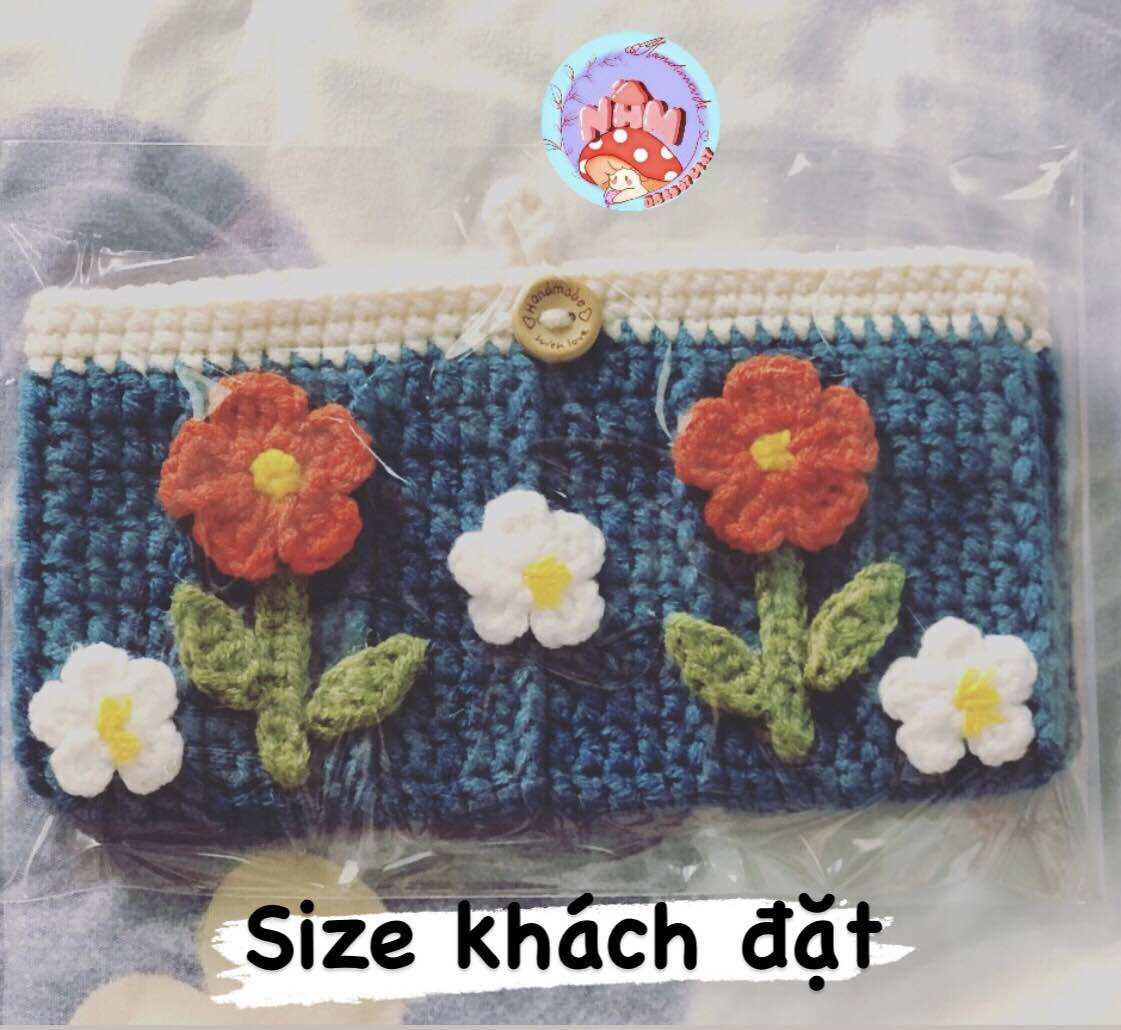 Ví đựng thẻ hoa len handmade