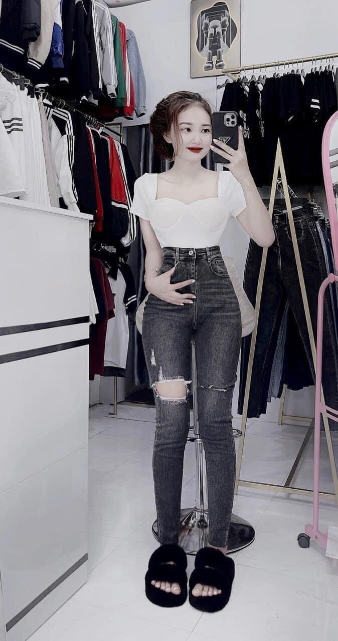 Quần jean ôm lưng cao hack dáng