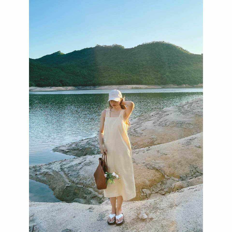 Đầm 2s cổ vuông - T95 - đầm 2s dáng dài chất kate cực xịn