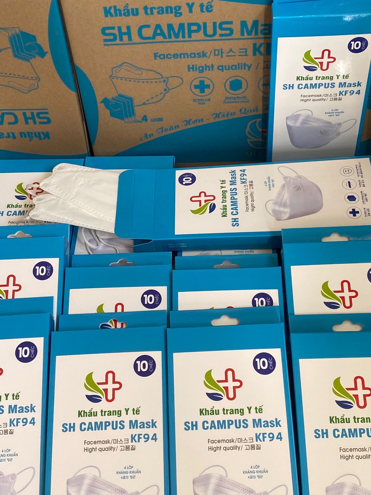 5 hộp (50 cái) khẩu trang KF94 SH Campus {xám} {xanh dương}