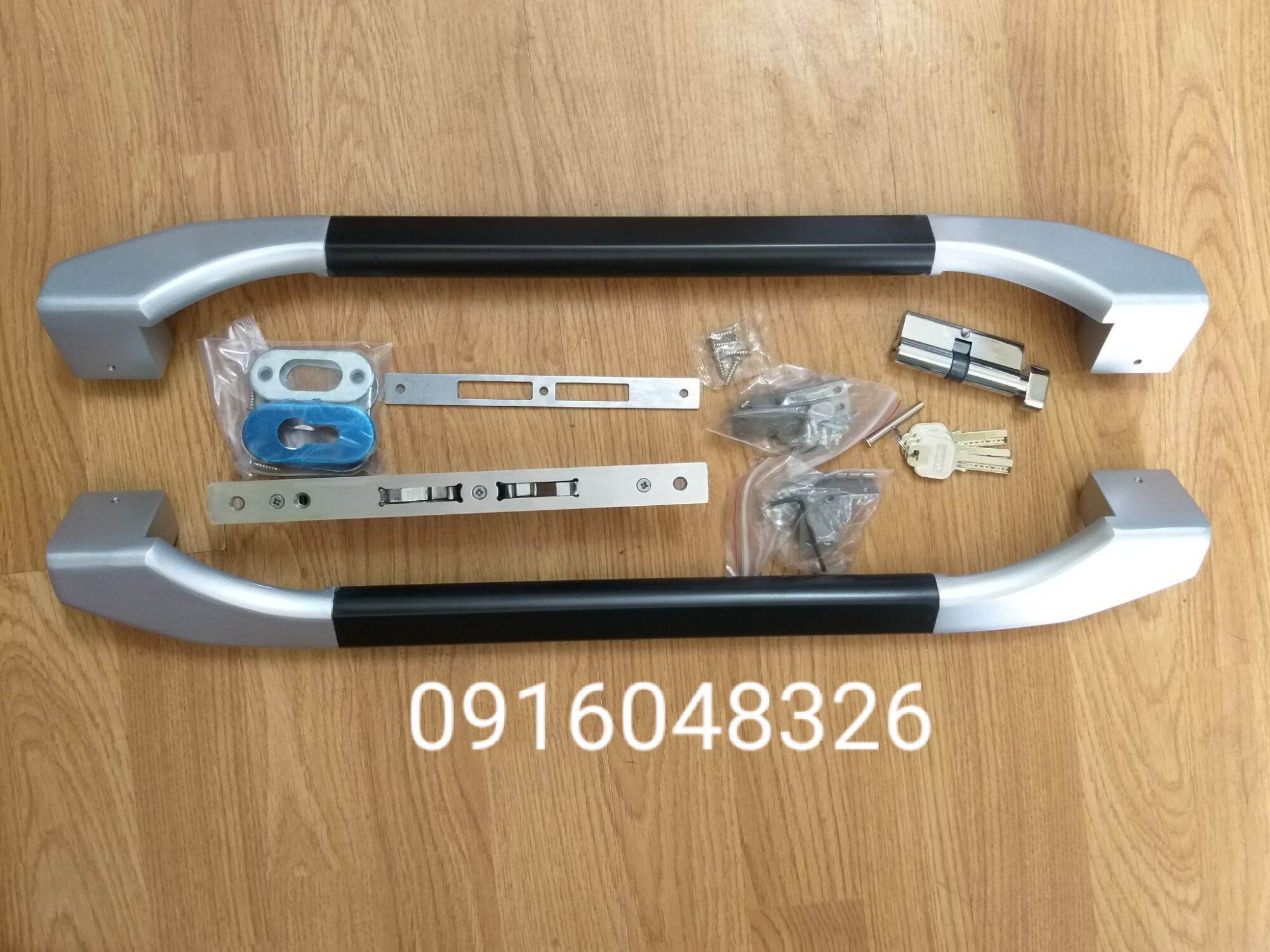 Bộ khóa cửa lùa, tay nắm dài 60cm + khóa, lắp hệ nhôm xingfa, 55 vát cạnh, pma giá 480k