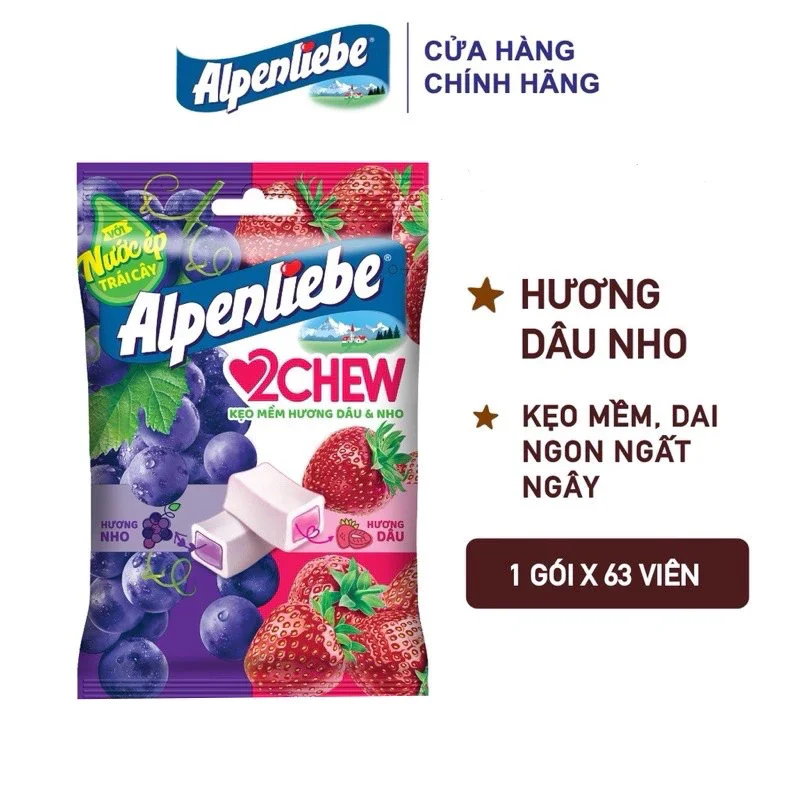 kẹo mềm Alpenliebe 2Chew gói lớn