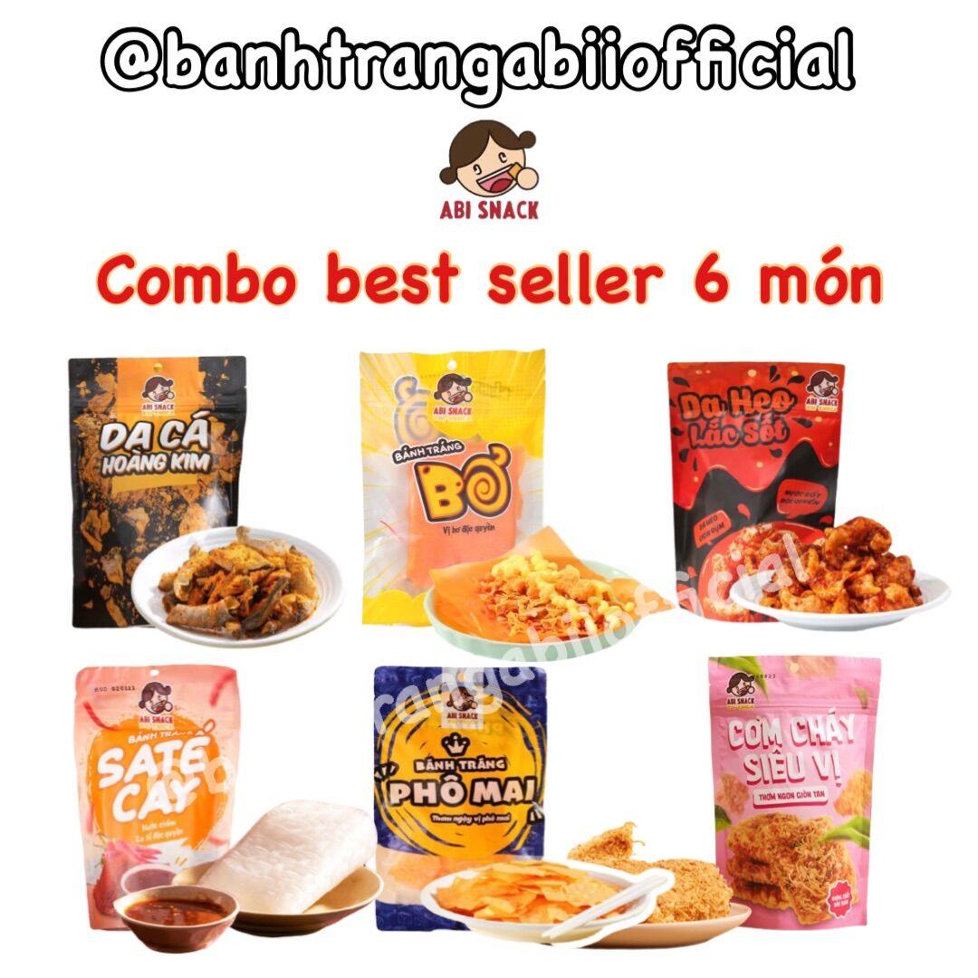 Combo best seller Abi 6 món da heo, da cá, phô mai, bơ, sate, cơm cháy