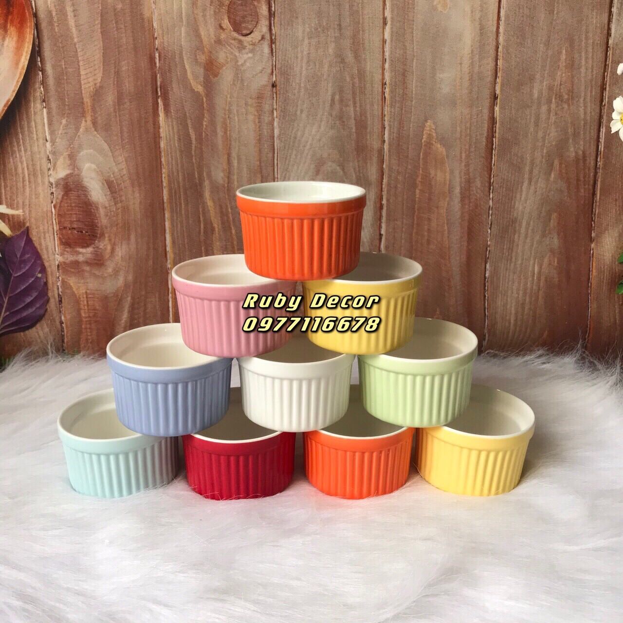 {Combo}10C Hũ Sứ Ramekin- Cốc. Khuôn Sứ Làm Bánh Flan Caramen Dụng Cụ Làm Bánh, Ramekin Đa Sắc Chịu Nhiệt Bỏ Lò