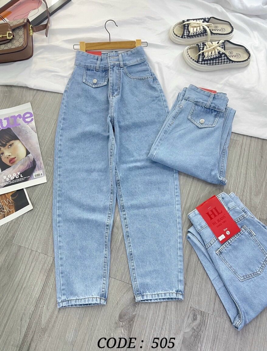 👉🏿BAGGY JEANS LƯNG CAO 2 NÚT TÚI NẮP