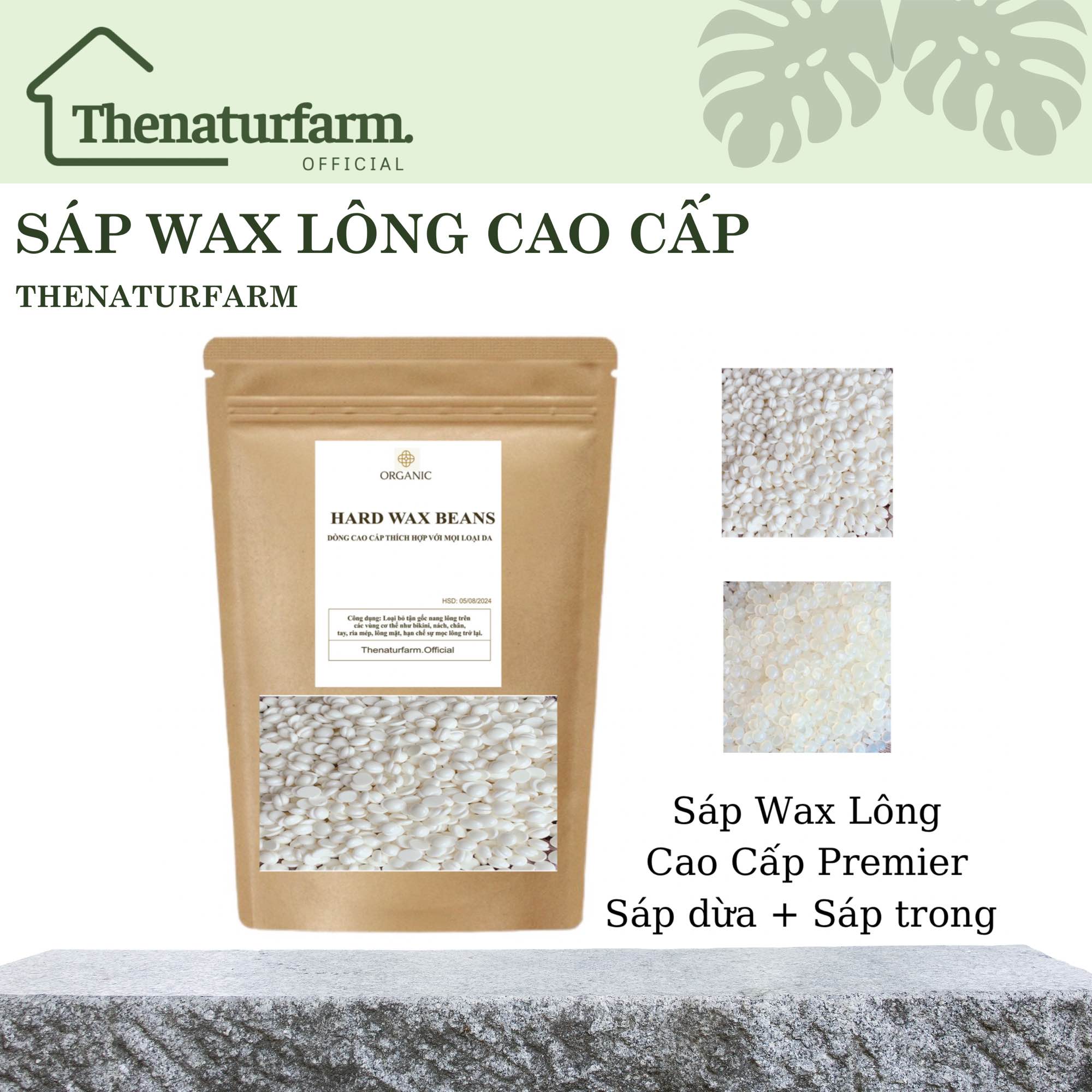 Sáp wax lông nóng siêu bám lông cao cấp sáp dừa coconut & trong suốt hard wax beans