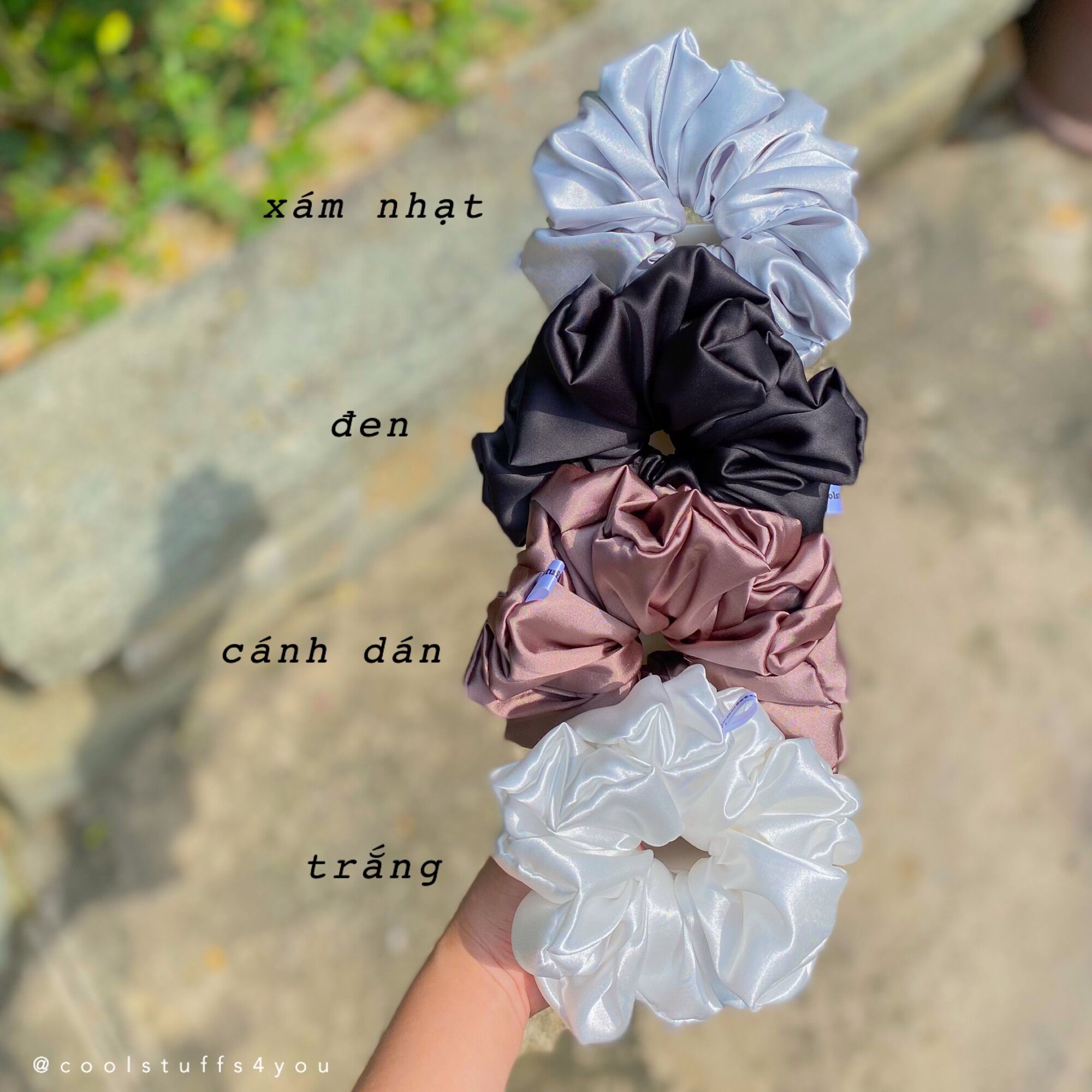 Buộc Tóc Scrunchies Lụa Mềm Mịn Size Trung {Bảng Màu Lụa Size Trung}
