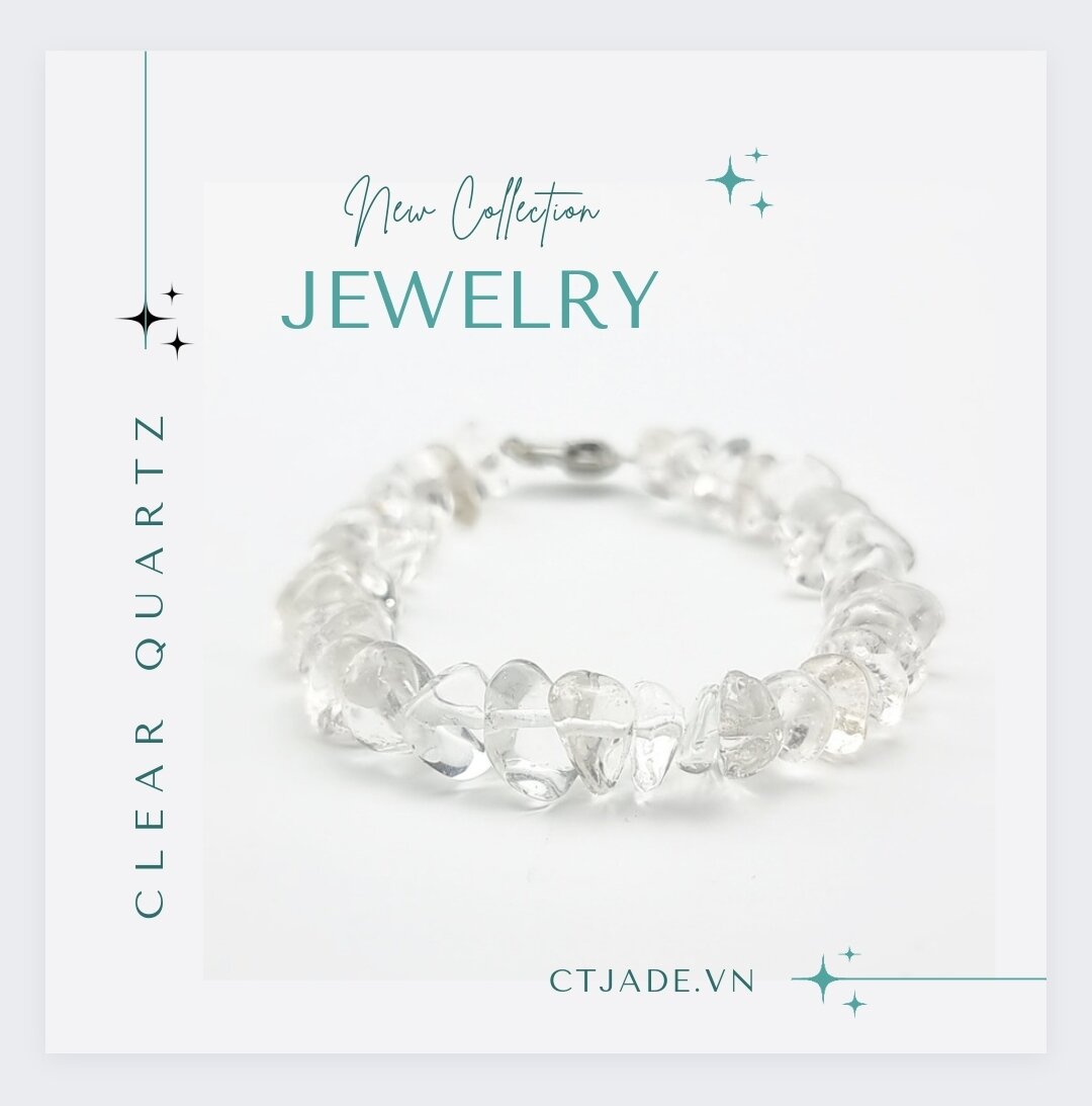 Ctjadesale 2310102 Vòng tay tinh thể đá thạch anh trắng CTjade