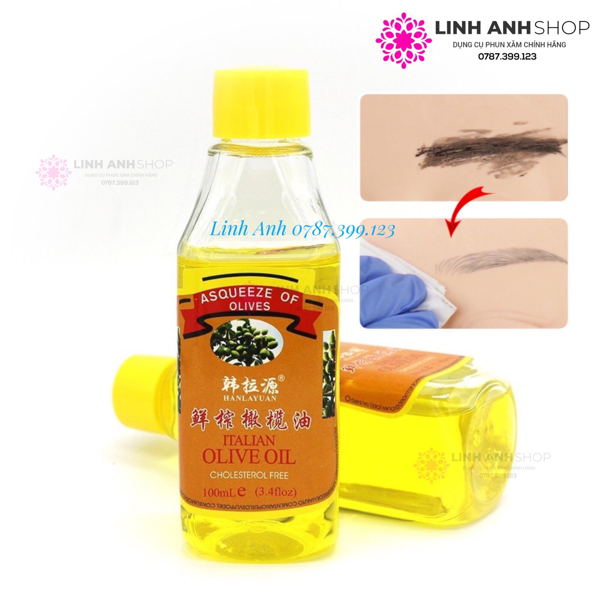 Dầu lau mực học trên da giả phun xăm 100ml
