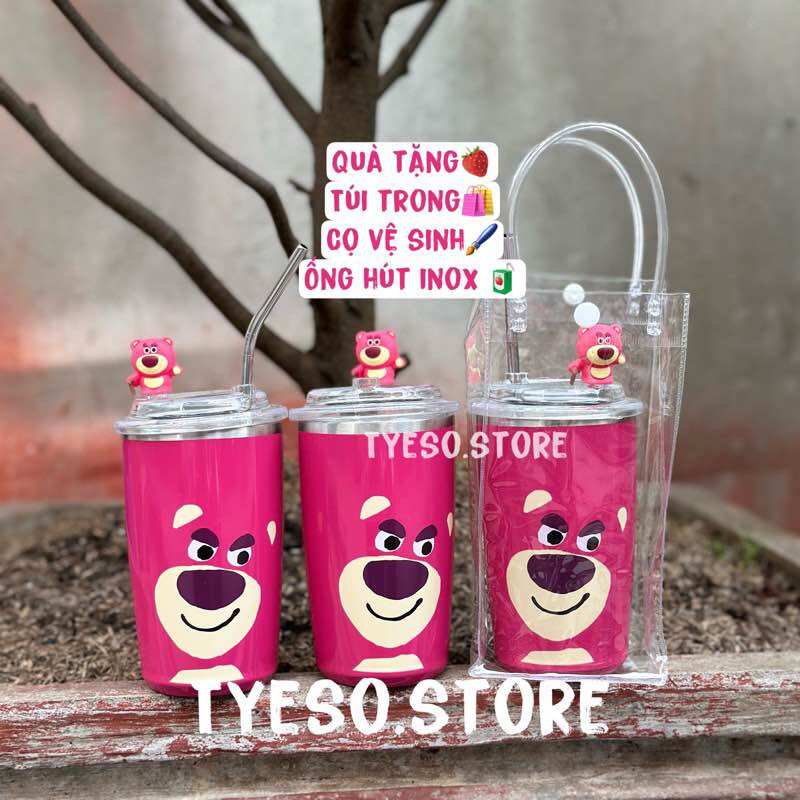 Ly giữ nhiệt gấu dâu 450ml