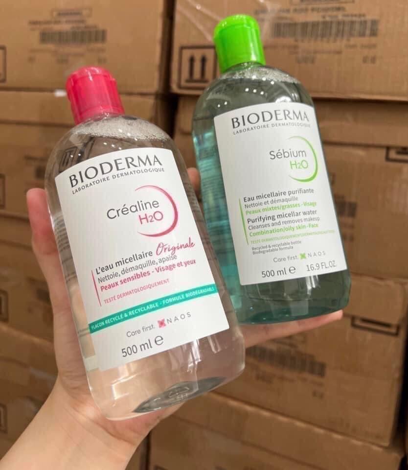 Tẩy trang bio nắp hồng và xanh date 2025 chuẩn mỹ