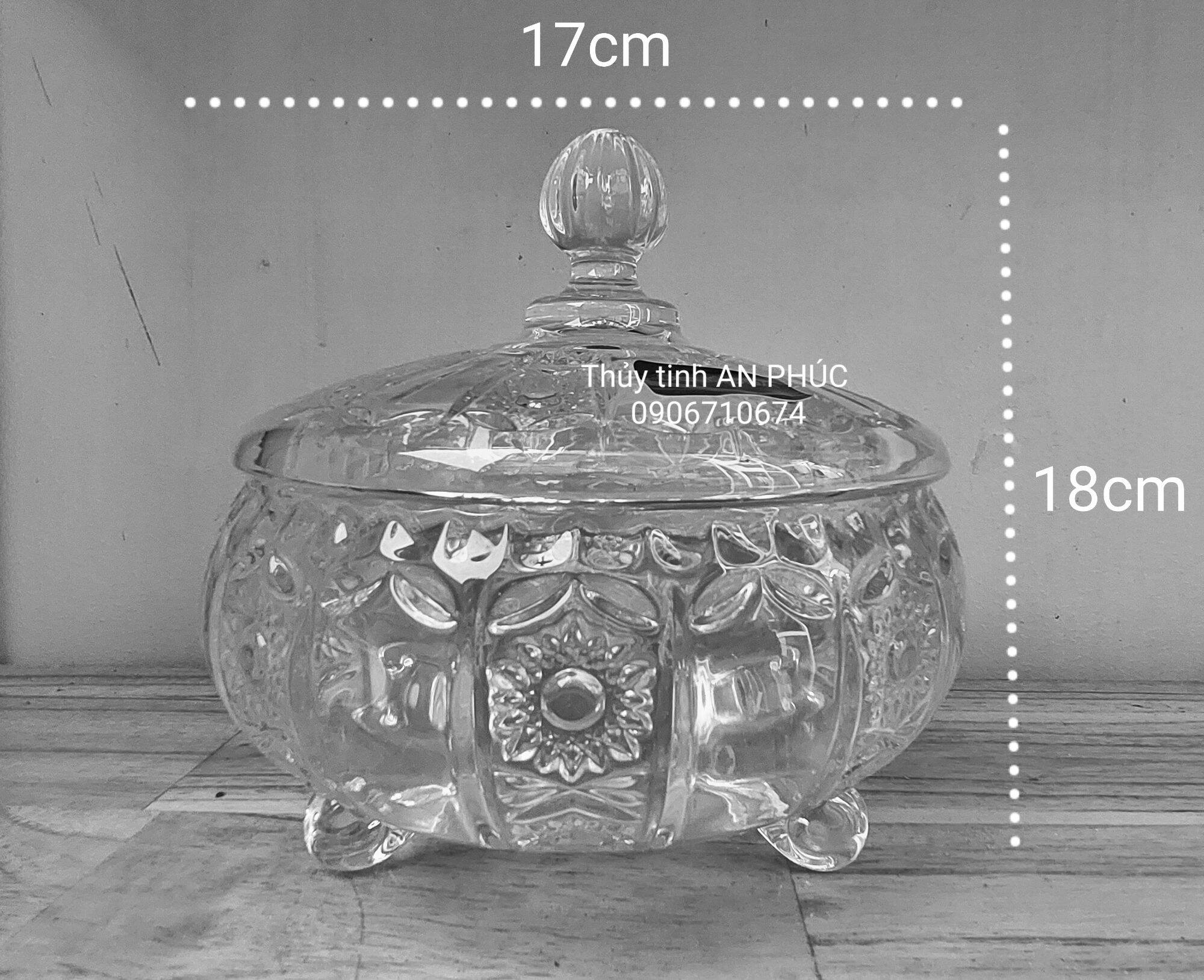 Hộp đựng mứt thủy tinh pha lê cao cấp cỡ LỚN