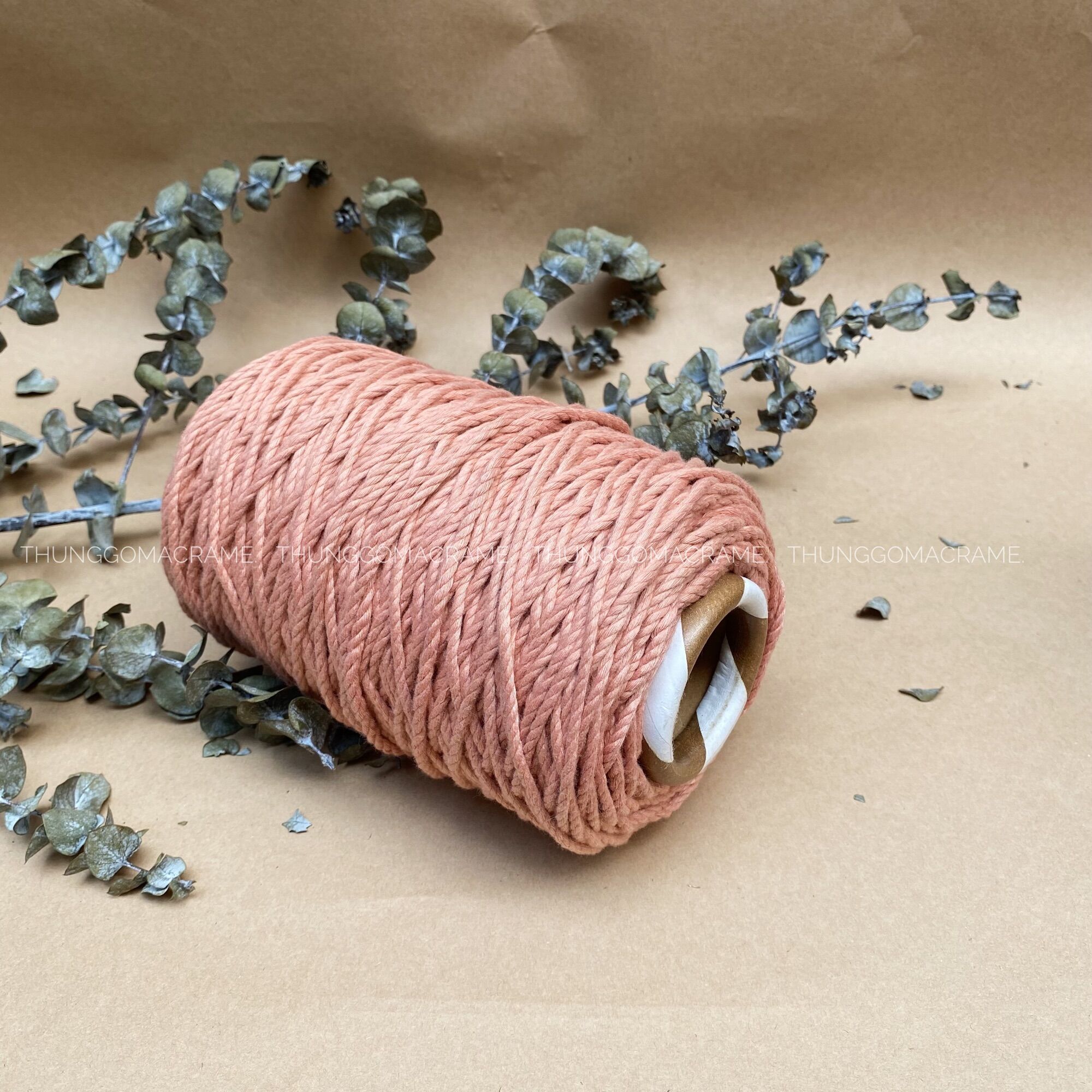 Dây thừng macrame màu hồng đa 3mm 5mm