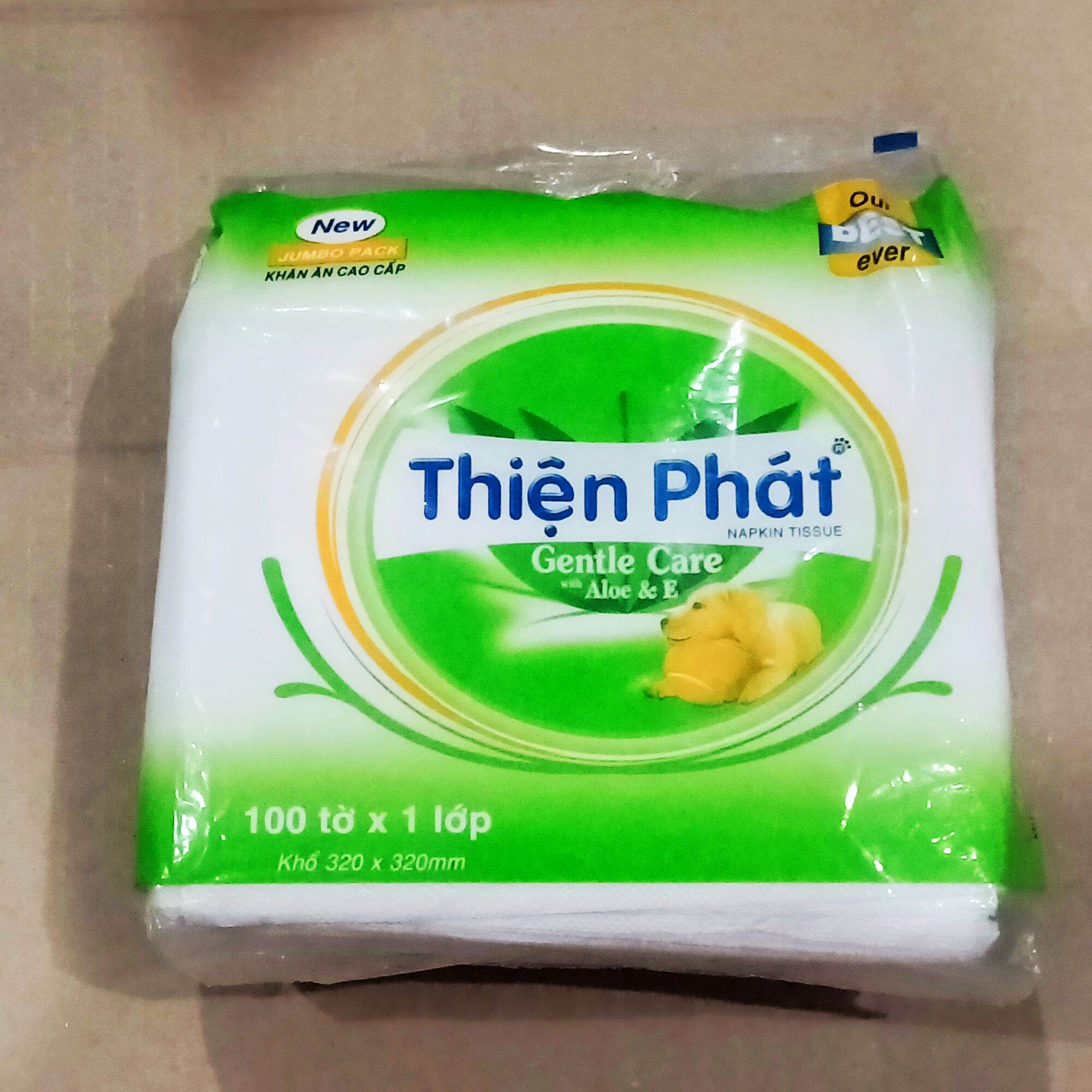 Khăn ăn - khăn giấy thiện phát, 100 tờ x 1 lớp, khổ 320 x 320 mm