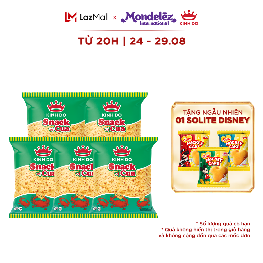 Combo 5 gói bánh snack kinh đô vị cua gói 29g