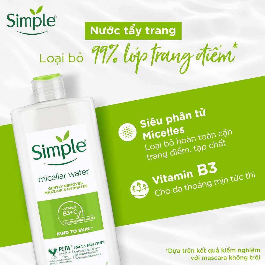 Nước tẩy trang Simple 400ml/200ml