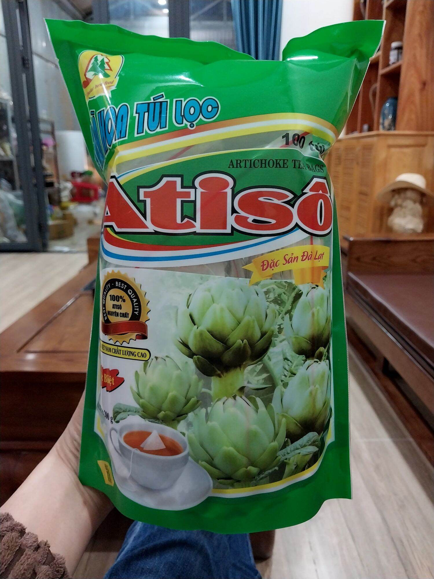 Gói 200gr(100 túi lọc) trà atiso nguyên chất Đà Lạt