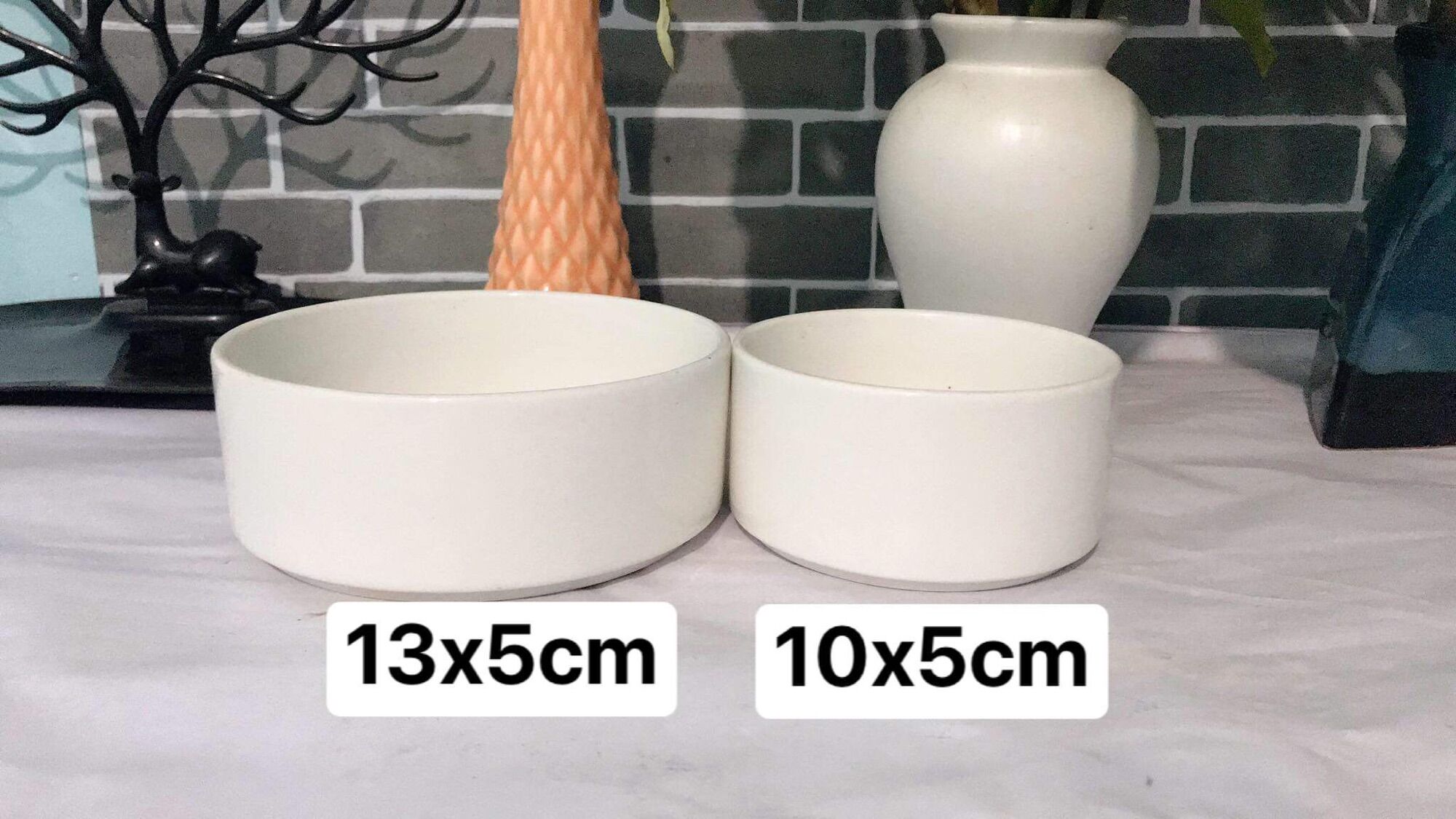 Bộ 2 chậu sứ trắng trồng cây