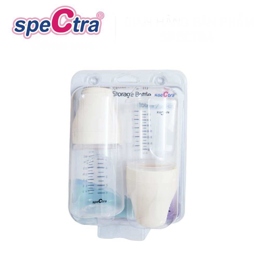 Bộ 2 bình trữ sữa CỔ RỘNG 160ml Spectra Hàn Quốc - Sử dụng được cho các máy hút sữa SPECTRA M1, M2, S1, S2, Q, 9S, 9plus (Made in Korea) SPT U1520