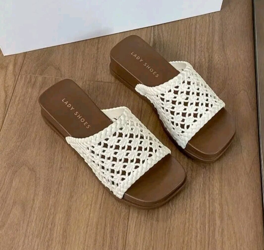 (SRAT_SHOP)Dép Lê Nữ Quai Ngang Đế Cao 4cm Quai Lưới Êm Chân Chống Trơn Thời Trang
