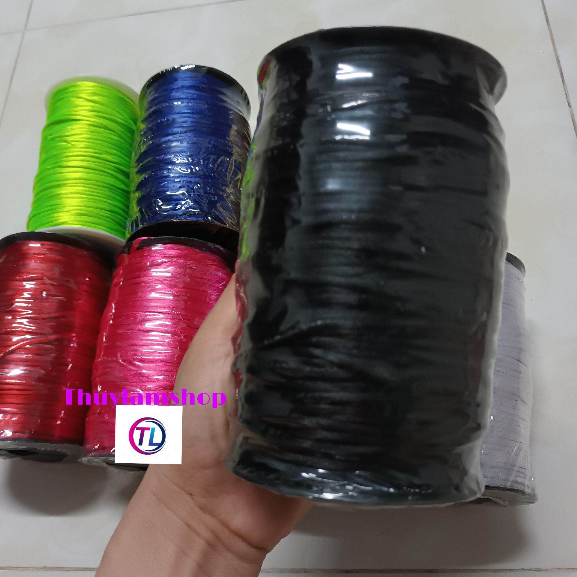 Cuộn dây tim dù 3mm màu đen làm handmade cuộn 100m