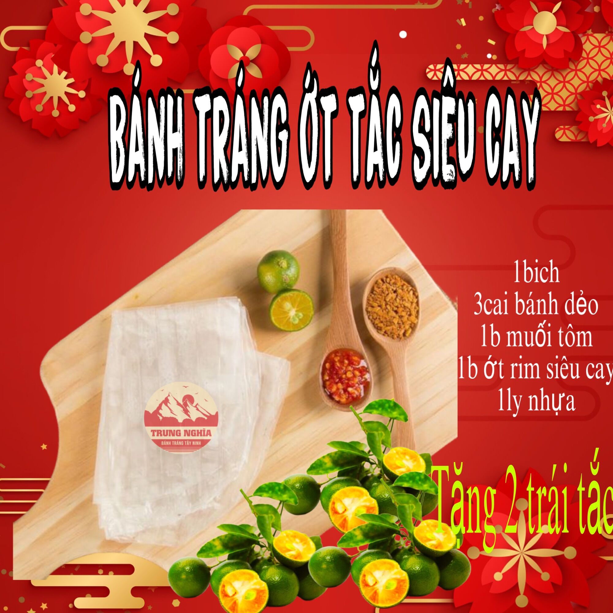 [5 BỊCH] BÁNH TRÁNG ỚT TẮC SIÊU CAY.TRUNG NGHĨA