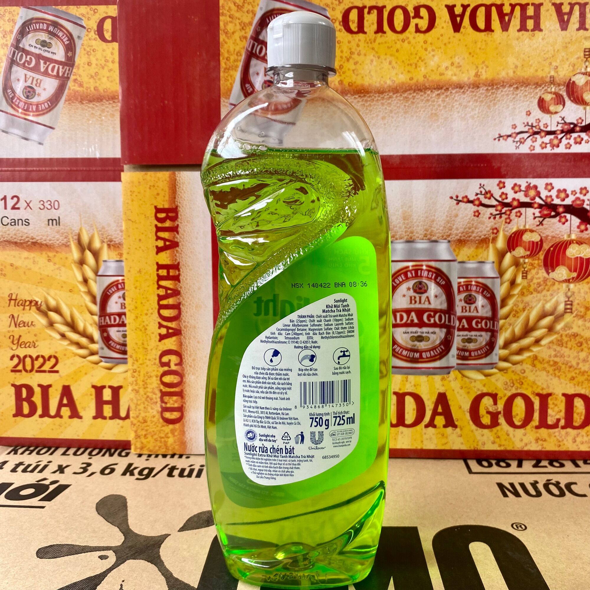 Nước Rửa Chén Bát Sunlight Trà Xanh Nhật Bản Chai 750g
