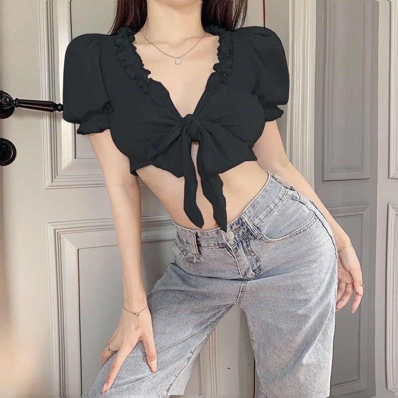 Áo croptop cột nơ cực sexy a3