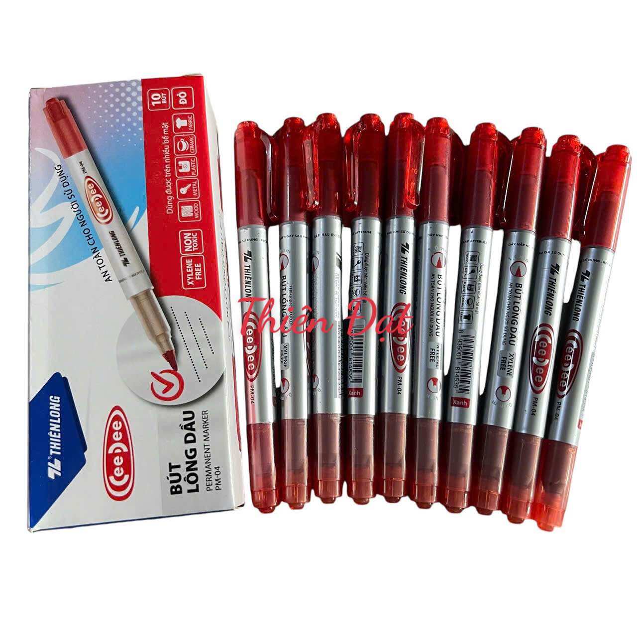 Hộp 10 Bút Lông Dầu Nhỏ 2 Đầu PM04
