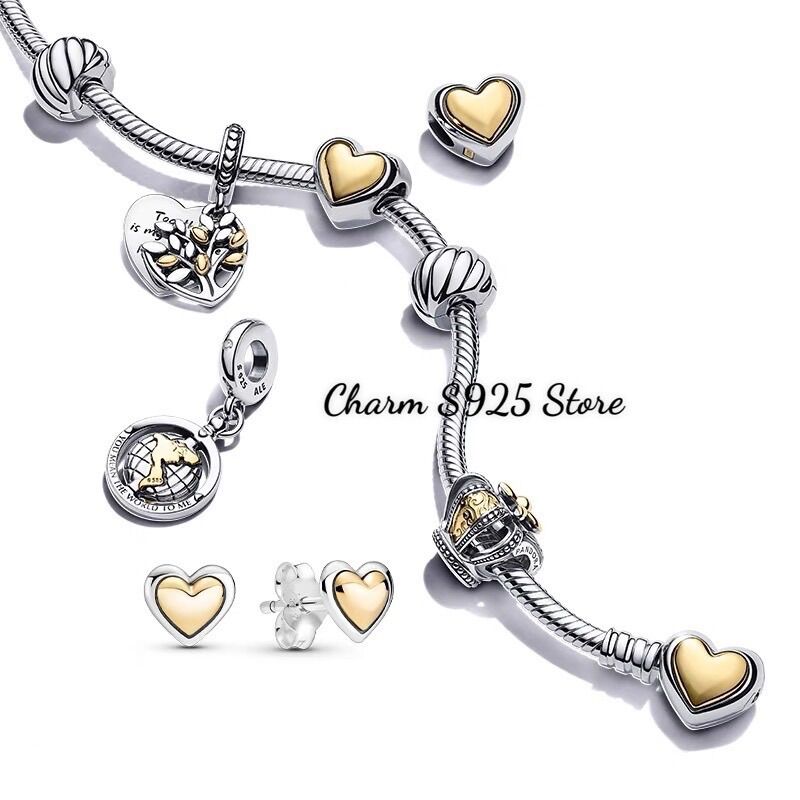 BÔNG TAI CHARM PAN TIM VÀNG TRẮNG BẠC S925