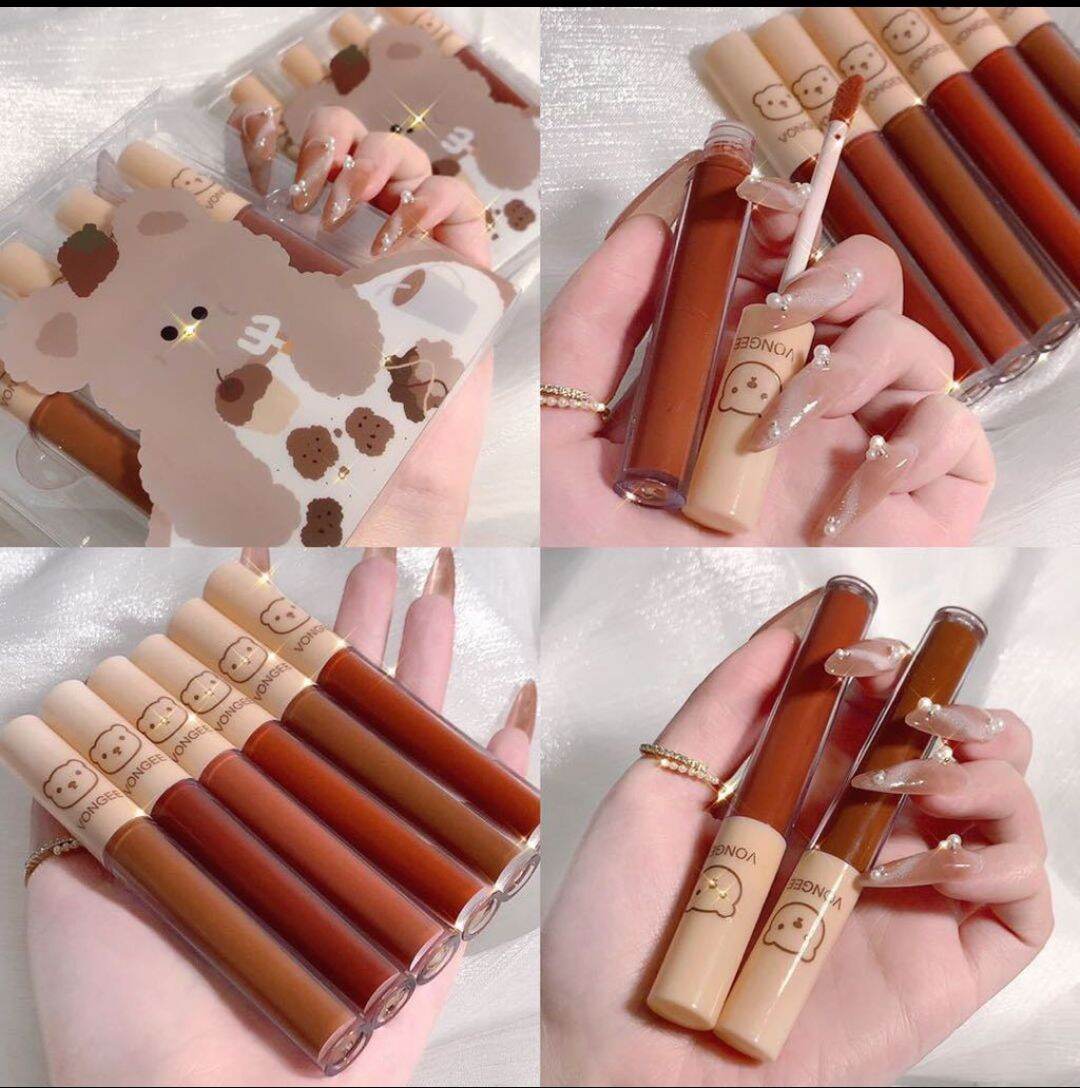 Set son 4 cây gấu vongee nâu tây