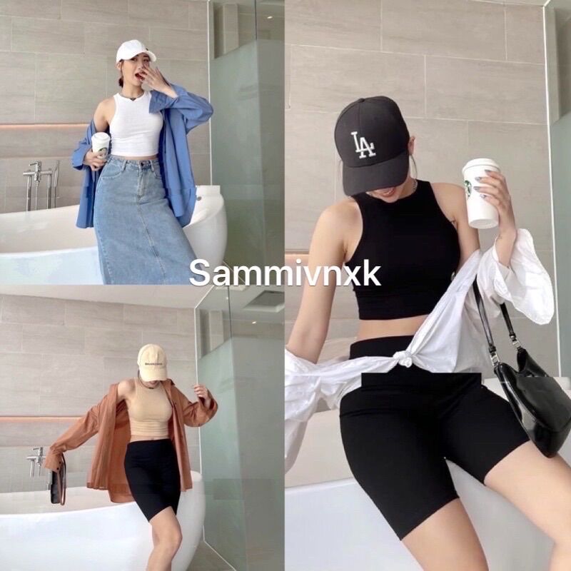Áo ba lỗ croptop cổ tròn nữ❤️Áo thun tăm ba lỗ croptop❤️free ship