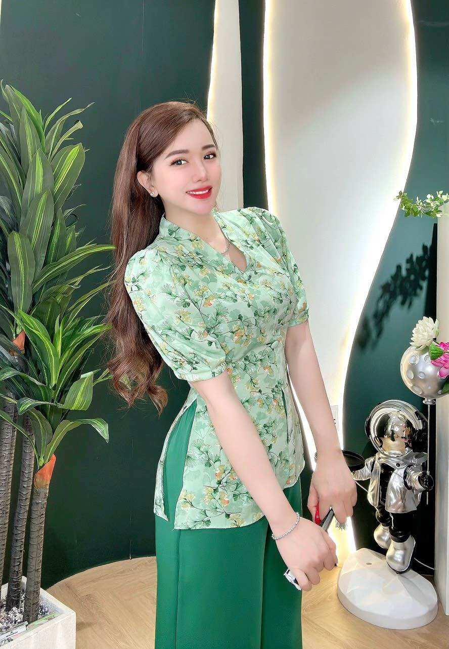 Bà ba đi chùa cổ tym nút bộc vải lụa mango cao cấp thanh lịch