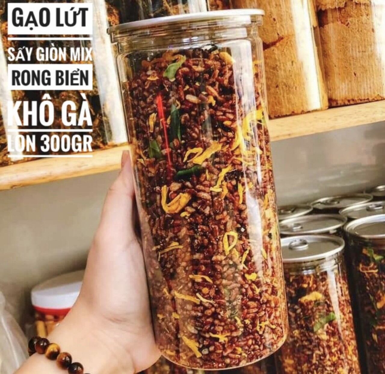 Gạo lứt sáy giòn MIX rong biển khô gà hủ 300gr
