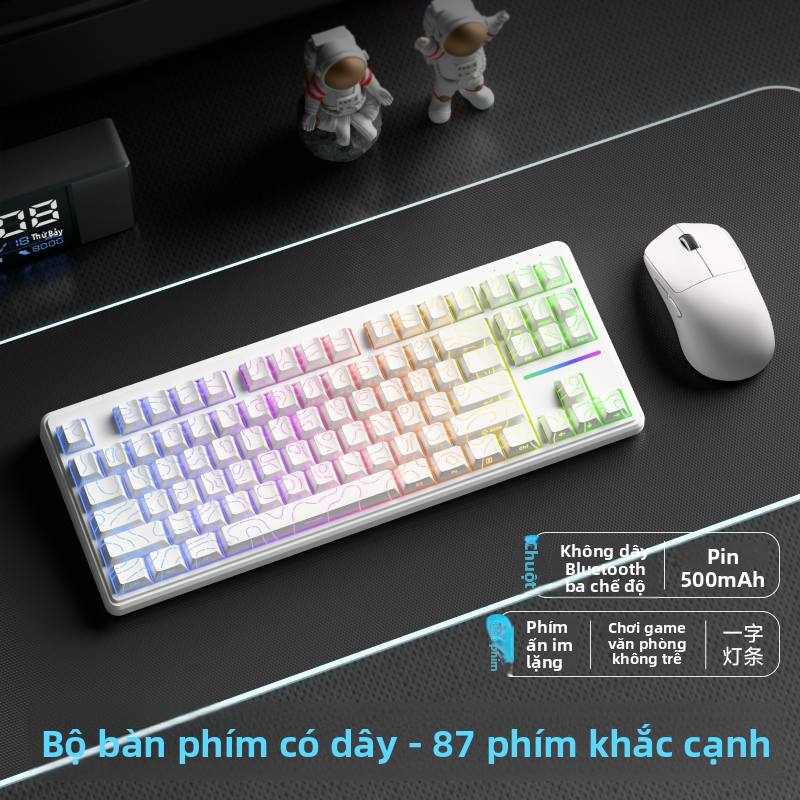 EWEADN | Bộ bàn phím & chuột chơi game + V80 (màu đỏ quả mọng ba chế độ) + X23 (hồng dâu) + full-key