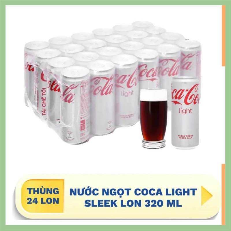 Thùng 24 lon Coca-Cola LIGHT không đường không calo lon 320ML