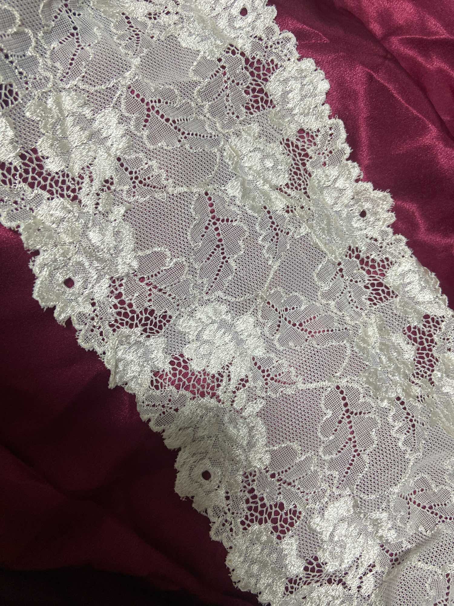 2m x 17cm ren viền ren trắng kem co giản ren xinh trang trí váy áo túi ví nón làm handmade ren may bra