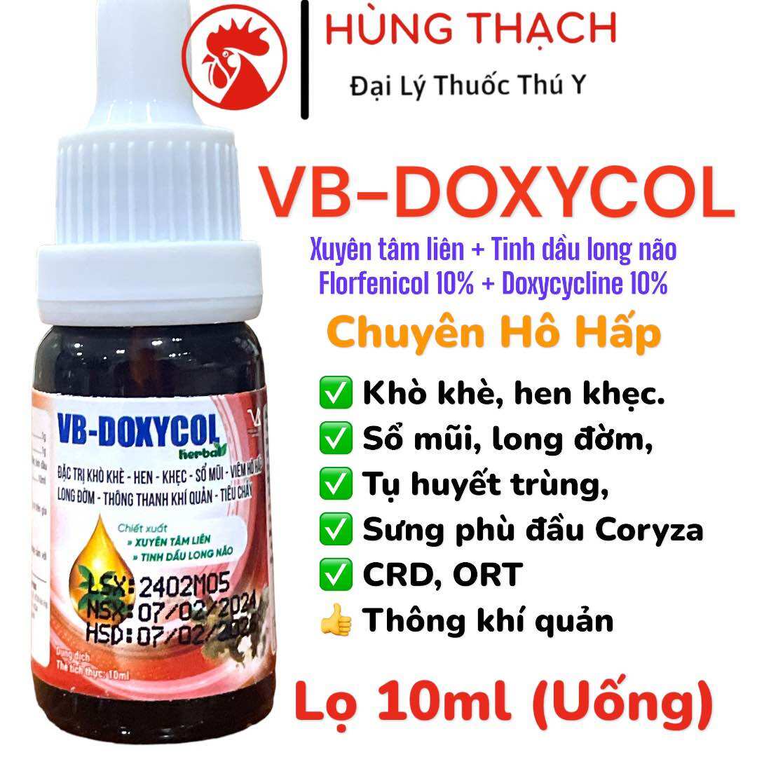 DOXYCOL (10ml) khò khè, hen khẹc, vẩy mỏ, hô hấp, CRD, CCRD, sưng phù đầu, khàn mất tiếng trên chim, gà đá, gà chọi, gà đòn, gà tre