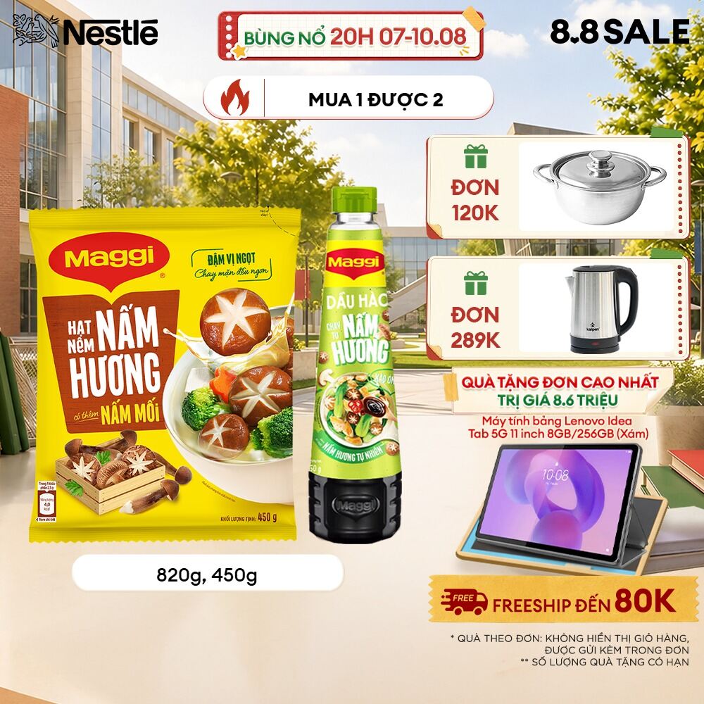 [ƯU ĐÃI THÁNG 7][FREESHIP TOÀN QUỐC] COMBO MIX VỊ MAGGI: Dầu Hào MAGGI® Nấm Hương chai 820g + 1 Hạt nêm cao cấp MAGGI® Nấm Hương gói 450g