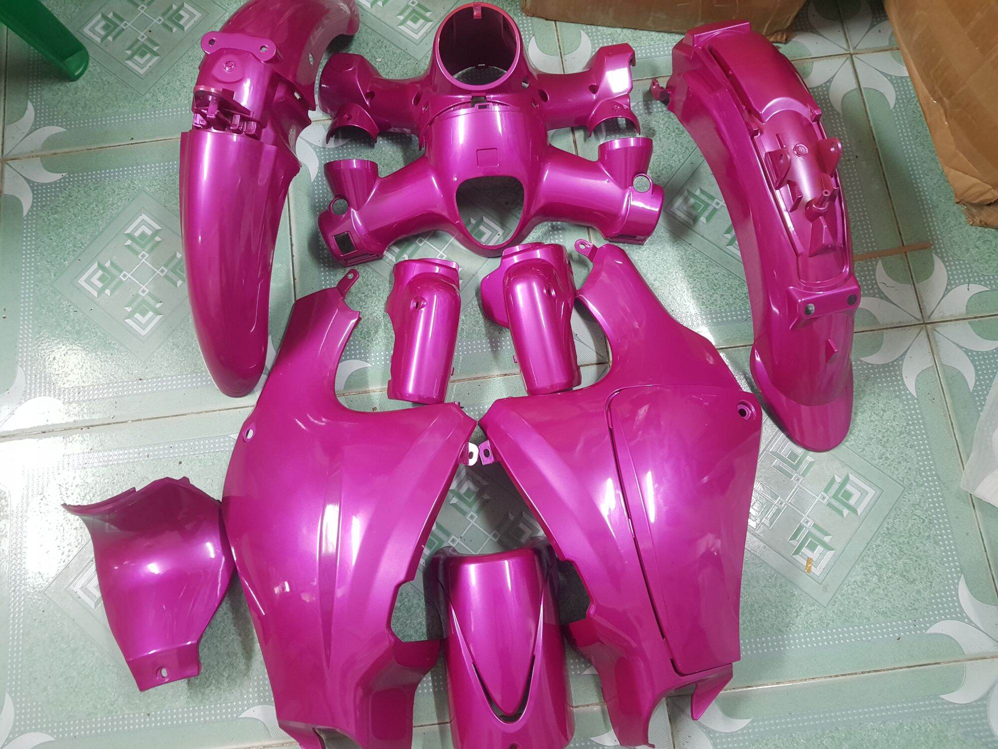 Bộ áo xe cub 50cc màu hồng candy