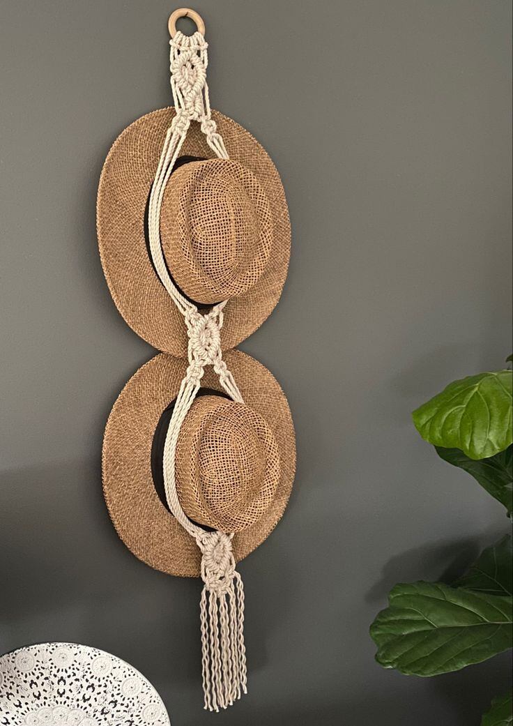 dây tết macrame treo tường trang trí treo mũ nón