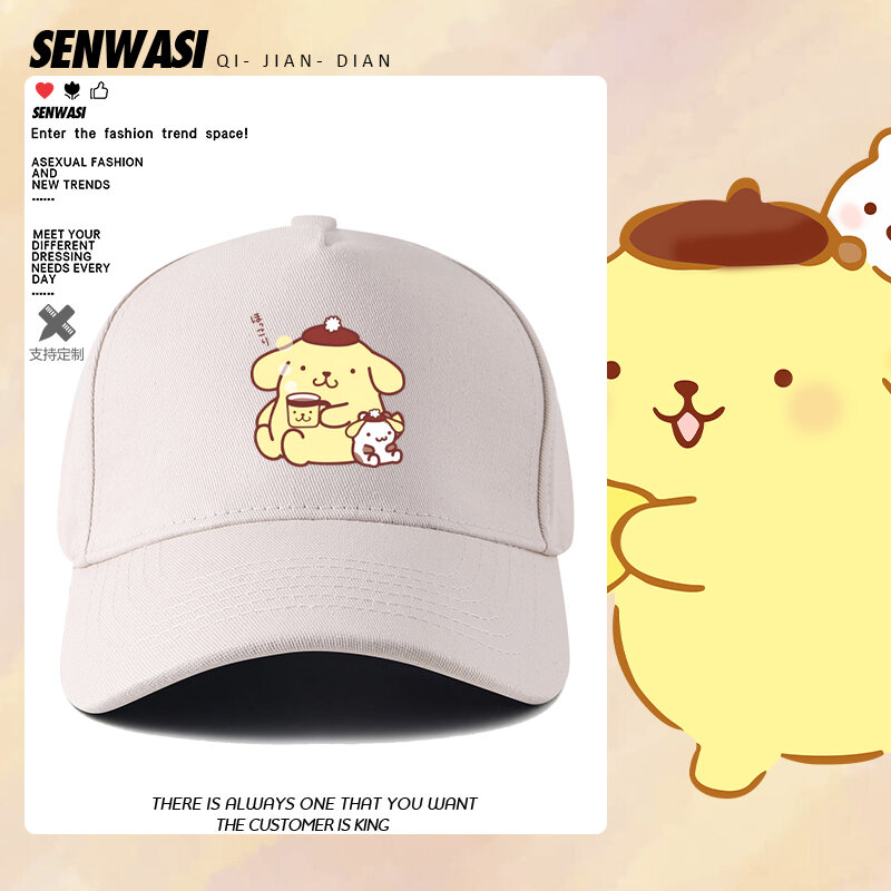Mũ Lưỡi Trai Cotton PomPurin Baseball Unisex Outdoor Mũ Lưỡi Trai Cotton Cho Bé Trai Và Bé Gái Mũ Lư
