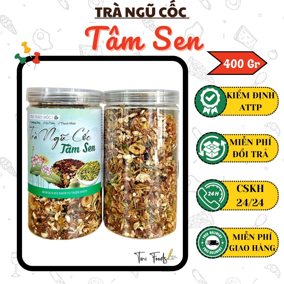 Trà Dưỡng Tâm Trà Thảo Mộc (Gạo Lứt Đông Trùng Hạ Thảo / Trà Hoa Ngũ Cốc / Trà Gạo Lứt Cân Tây / Trà Tâm Sen) - Hũ 400g