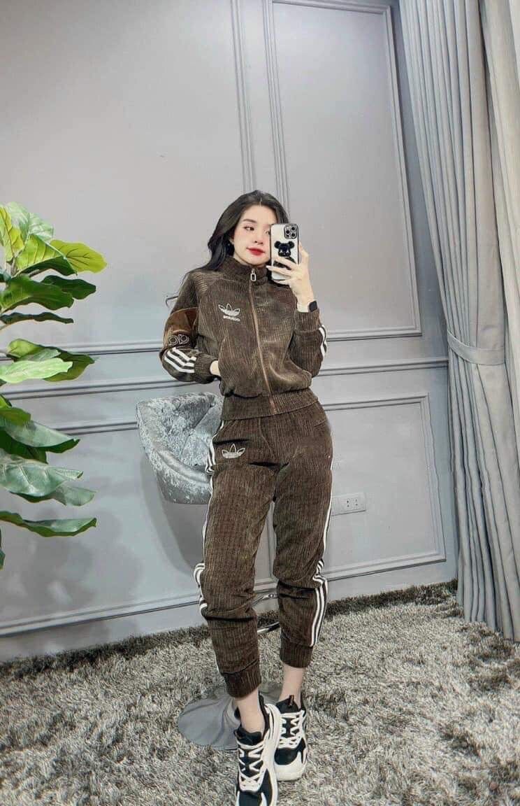 Bộ adidas nhung tăm nữ