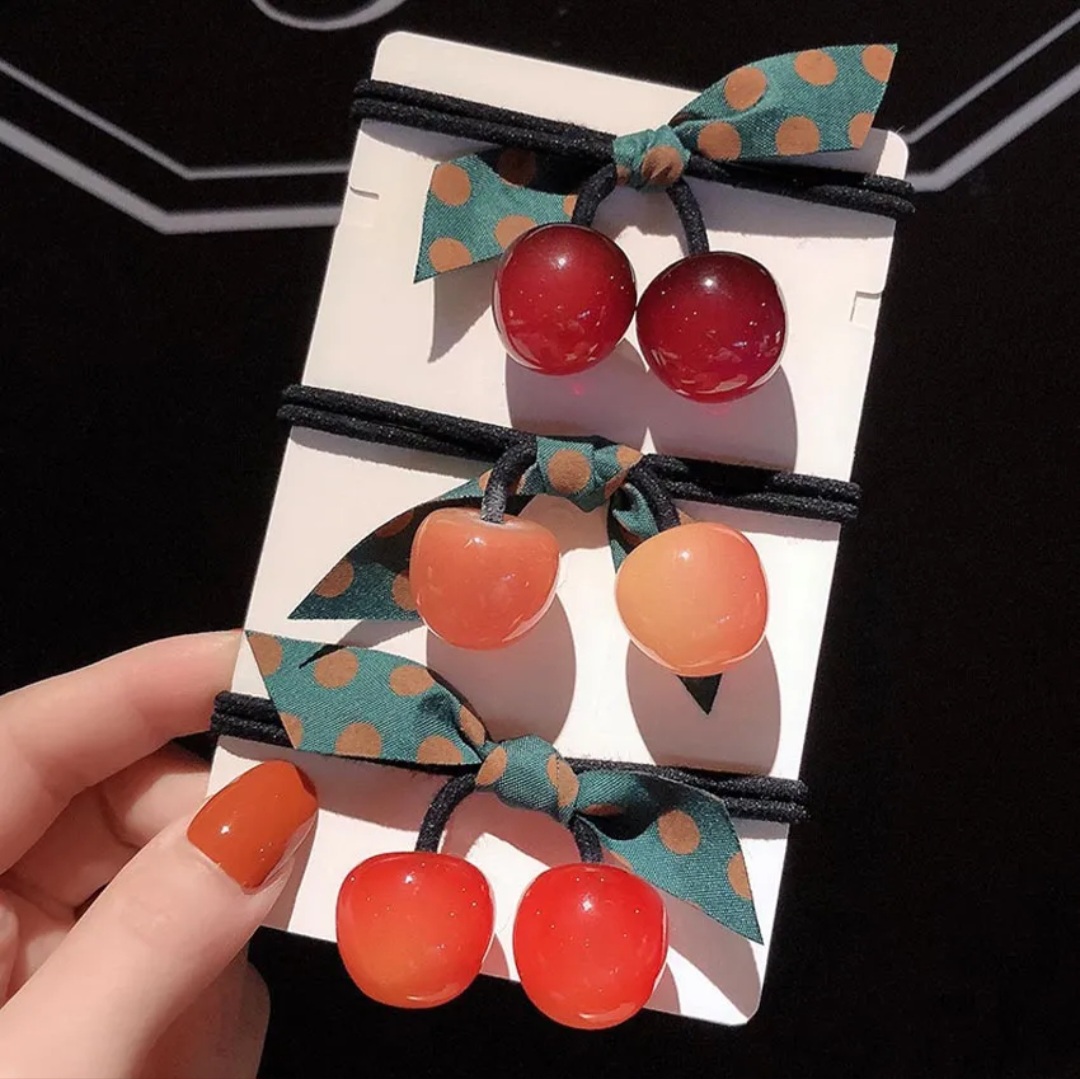 🥑dây cột tóc nữ quả cherry đỏ thắm xinh xắn, ngọt ngào đáng yêu