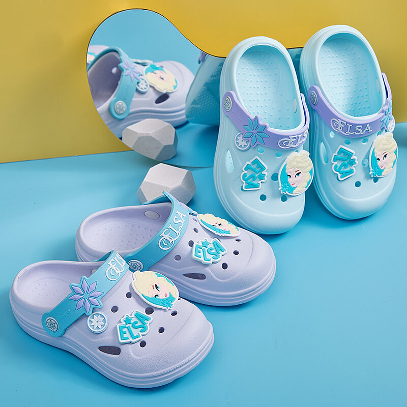 Giày Lỗ Trẻ Em Mùa Hè Disney Dép Lê Bé Gái Giày Công Chúa Elsa Kỳ Tích Băng Tuyết Dép Lê Bít Mũi Trẻ Em Vừa