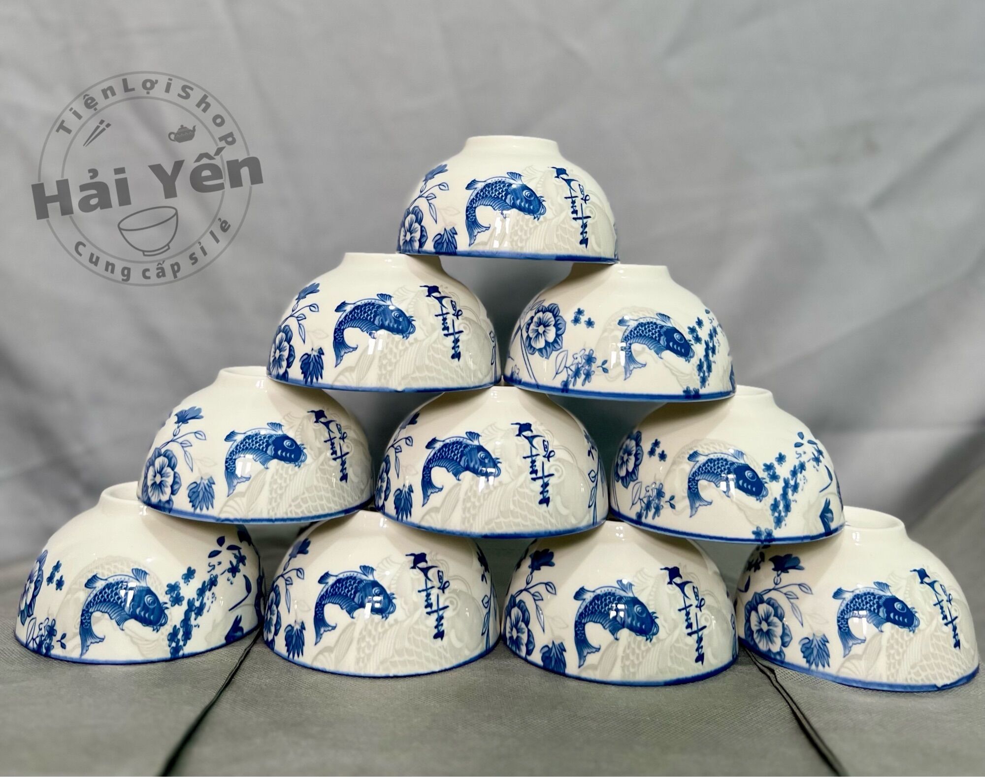 Bộ 10chén bát sứ ăn cơm 4d cao cấp phong cách hàn quốc