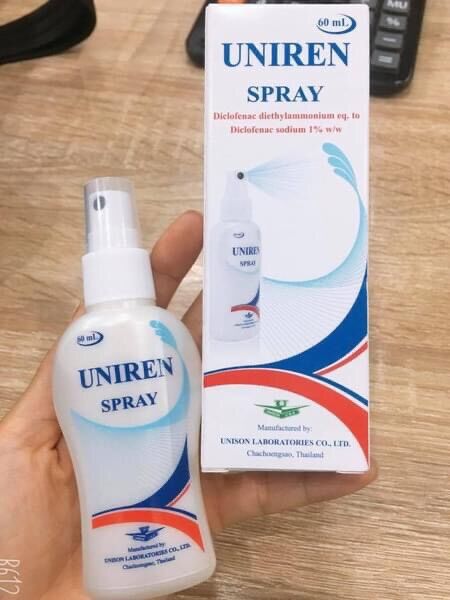 Xịt giảm đau uniren spray thái lan chai 60ml