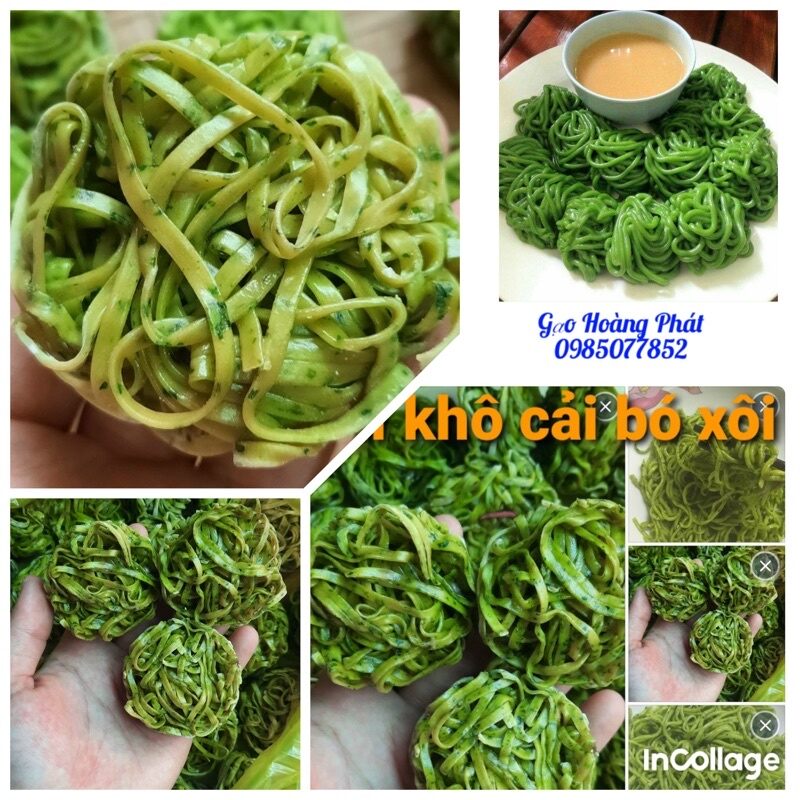Mì rau cải bó xôi 500gr -Mì khô dai ngon.